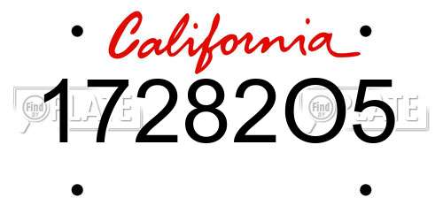 17282O5 California License Plate