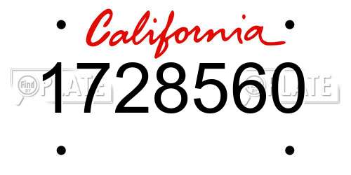 1728560 California License Plate