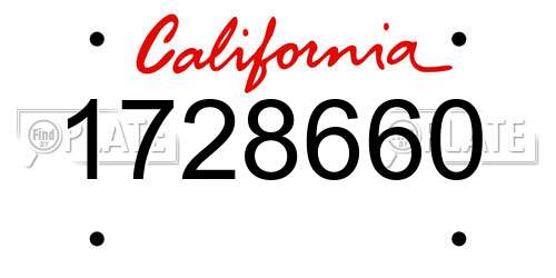 1728660 California License Plate