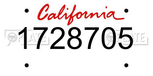 1728705 California License Plate