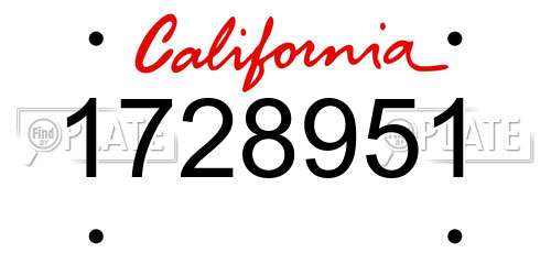 1728951 California License Plate