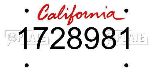 1728981 California License Plate