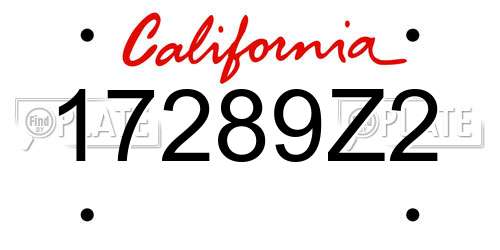 17289Z2 California License Plate
