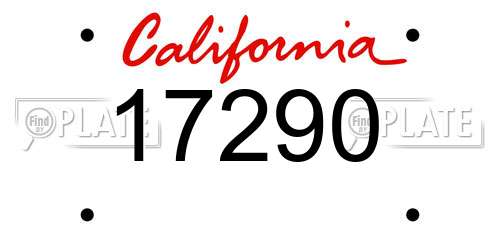 17290 California License Plate