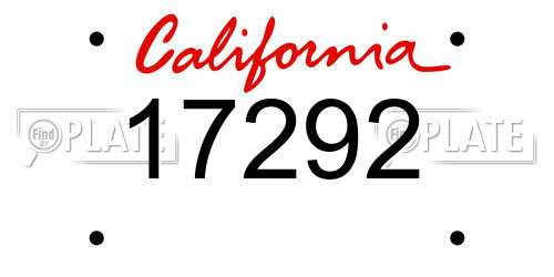 17292 California License Plate