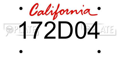 172D04 California License Plate