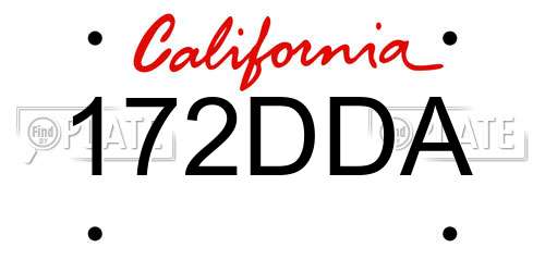 172DDA California License Plate