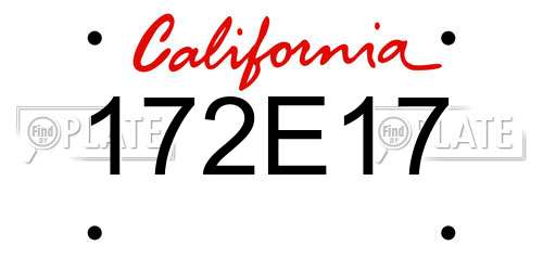 172E17 California License Plate