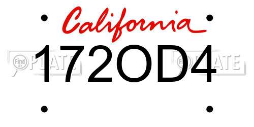 172OD4 California License Plate