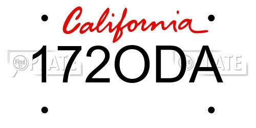 172ODA California License Plate
