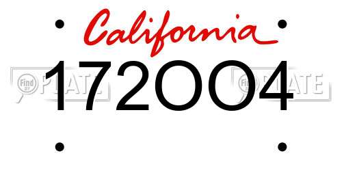 172OO4 California License Plate
