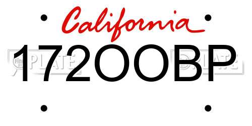 172OOBP California License Plate
