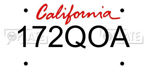 172QOA California License Plate