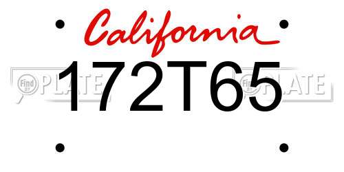 172T65 California License Plate