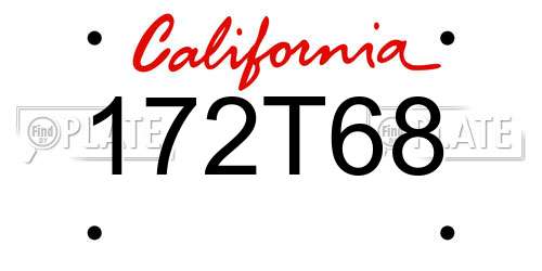 172T68 California License Plate