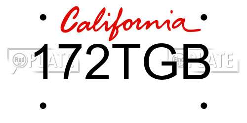 172TGB California License Plate