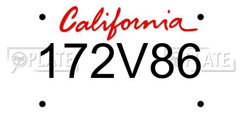 172V86 California License Plate