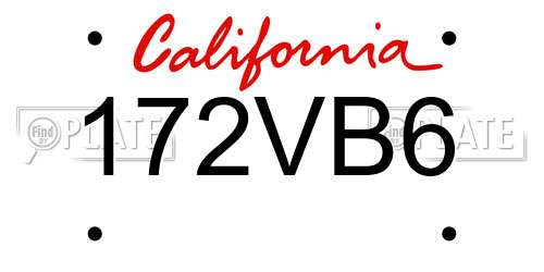 172VB6 California License Plate