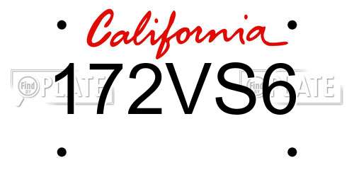172VS6 California License Plate