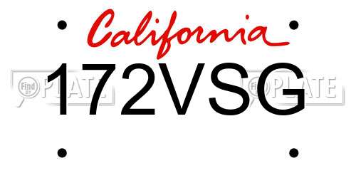 172VSG California License Plate