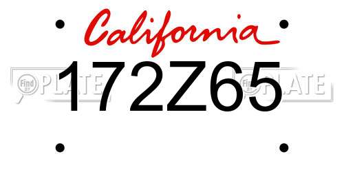 172Z65 California License Plate