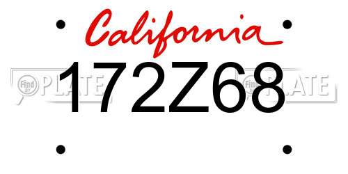 172Z68 California License Plate