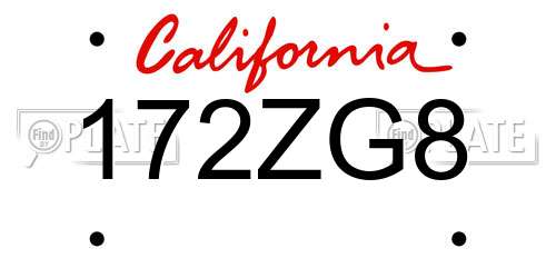 172ZG8 California License Plate