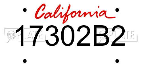17302B2 California License Plate