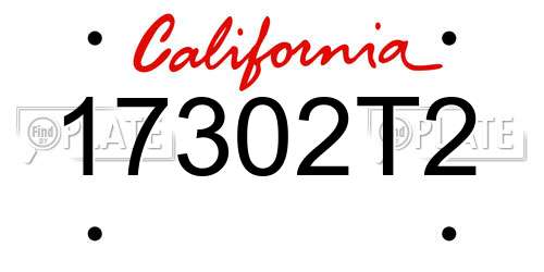 17302T2 California License Plate