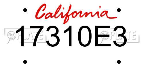 17310E3 California License Plate