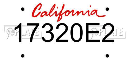 17320E2 California License Plate