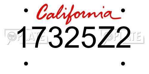 17325Z2 California License Plate