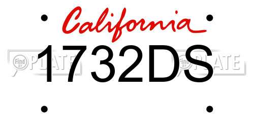 1732DS California License Plate