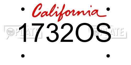 1732OS California License Plate