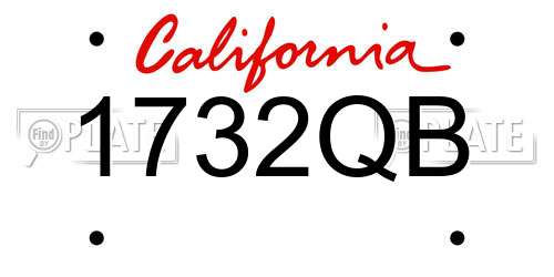 1732QB California License Plate