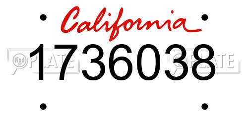 1736038 California License Plate
