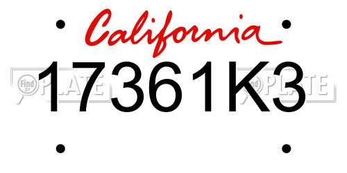 17361K3 California License Plate