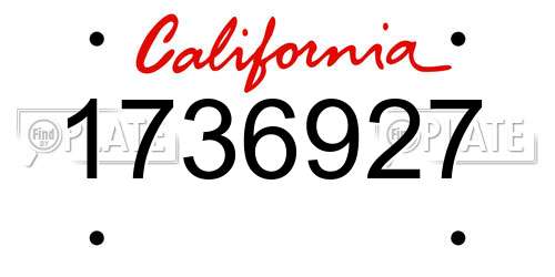 1736927 California License Plate