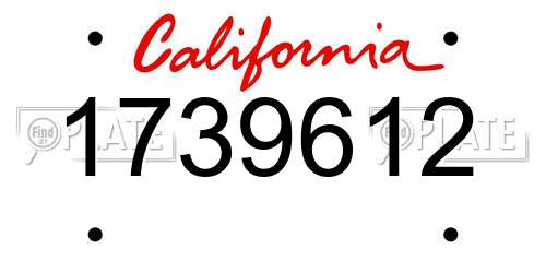 1739612 California License Plate