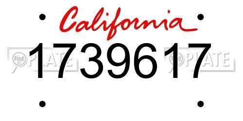 1739617 California License Plate