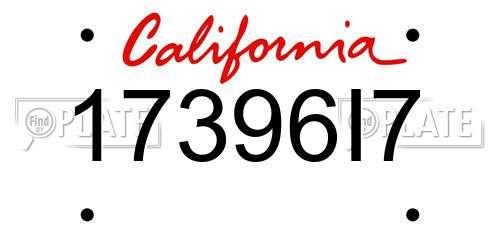 17396I7 California License Plate
