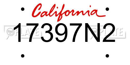 17397N2 California License Plate