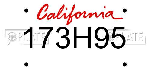 173H95 California License Plate