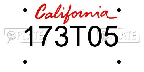 173T05 California License Plate