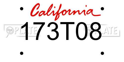 173T08 California License Plate