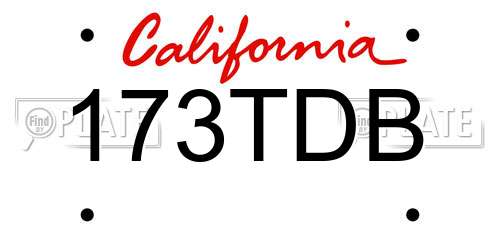 173TDB California License Plate