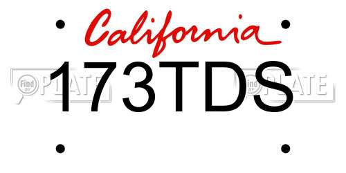 173TDS California License Plate