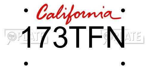 173TFN California License Plate