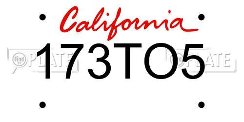 173TO5 California License Plate