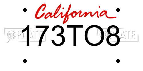 173TO8 California License Plate